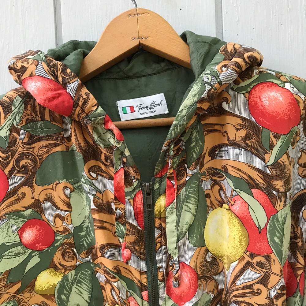 Vintage Silk Italian Hooded Bomber Jacket - Picture 3 of 12